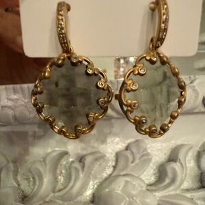 Elegant Gold and green Gemstone Earrings